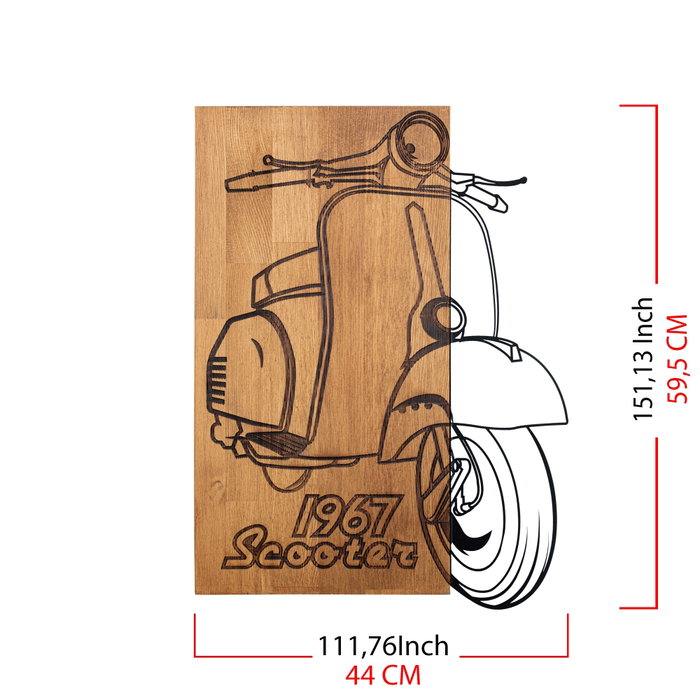 Wallity Nostalgic Scooter Escultura de pared Negro y Nogal